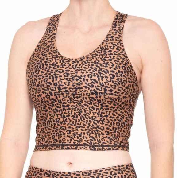 Kyodan Animal Print Crop Top Work Out Top Bra Size P/S - Picture 1 of 5